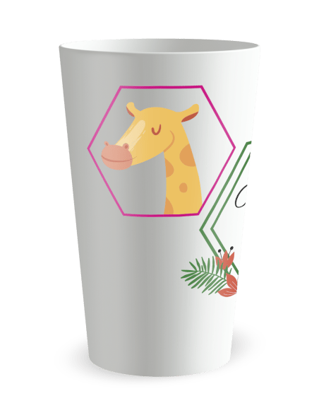 Gobelet blanc de face - baptême tropical - Ecocup