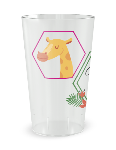 Gobelet transparent de face - baptême tropical - Ecocup