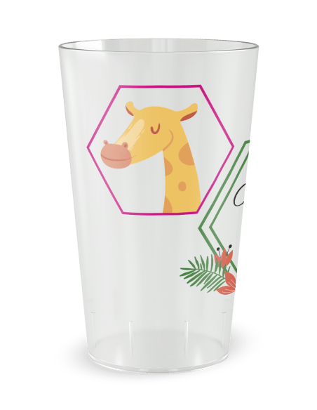 Gobelet transparent de face - baptême tropical - Ecocup