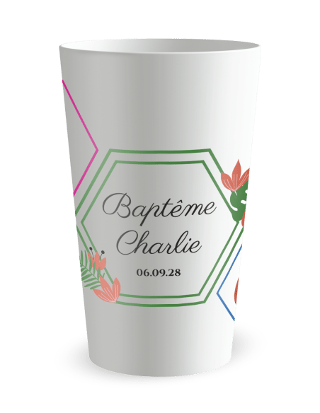 Gobelet blanc - Prénom - baptême tropical - Ecocup
