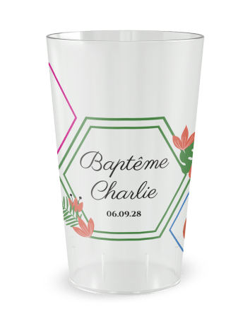 Gobelet transparent - Prénom - baptême tropical - Ecocup