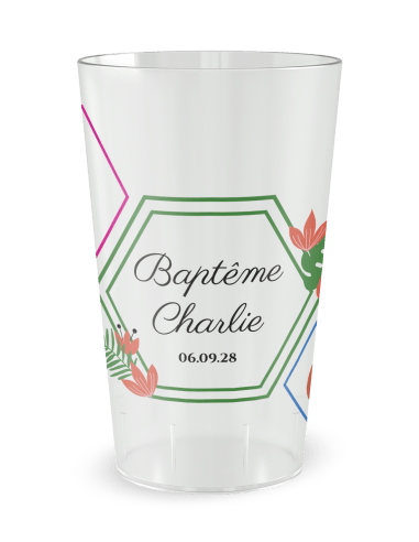 Gobelet transparent - Prénom - baptême tropical - Ecocup