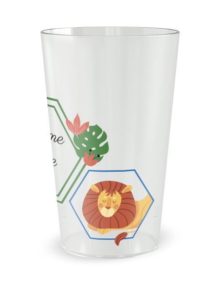 Gobelet transparent de coté - baptême tropical - Ecocup