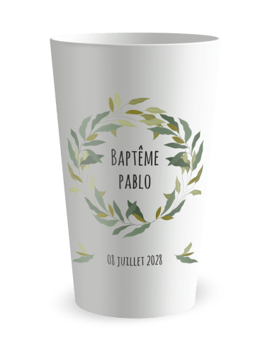 Gobelet blanc - Prénom - baptême végétal - Ecocup