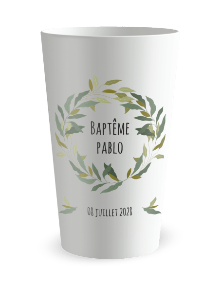 Gobelet blanc - Prénom - baptême végétal - Ecocup