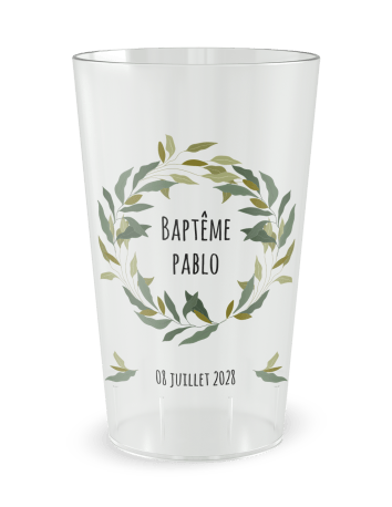 Gobelet transparent - Prénom - baptême végétal - Ecocup