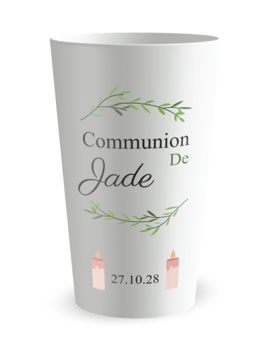 Gobelet blanc - Prénom - communion nature - Ecocup