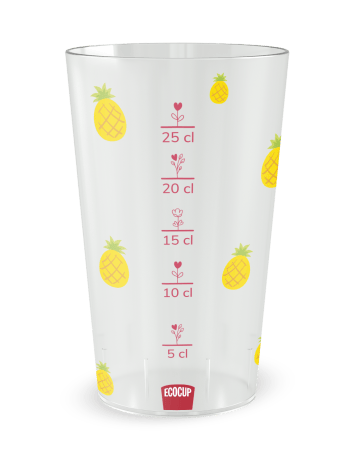Gobelet transparent de face - tropical ananas - Ecocup 2