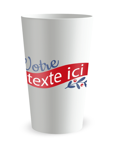 Gobelet blanc de face - Noël et houx - Ecocup