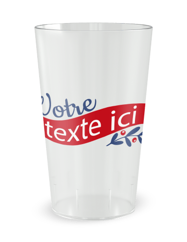 Gobelet transparent de face - Noël et houx - Ecocup
