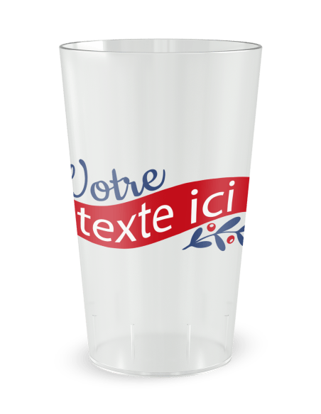 Gobelet transparent de face - Noël et houx - Ecocup