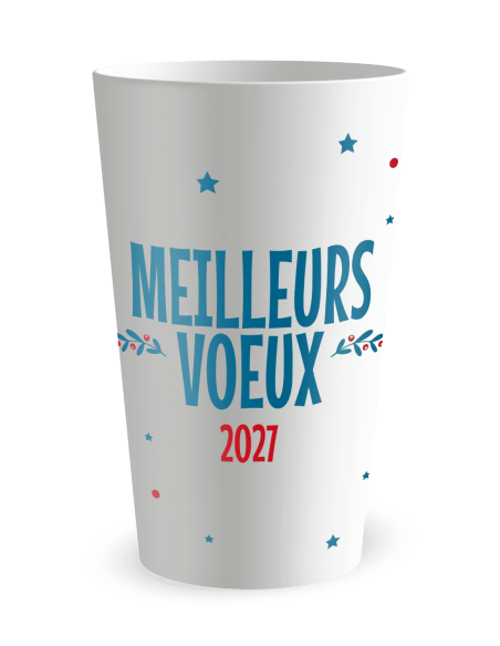 Gobelet blanc de face - nouvel an - Ecocup