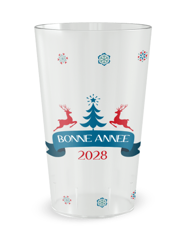 Gobelet transparent de face - Renne de Noël - Ecocup