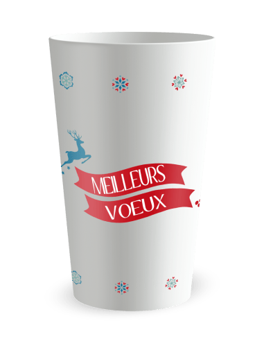 Gobelet blanc de dos - Renne de Noël - Ecocup