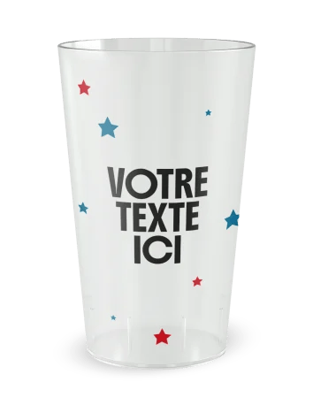 Gobelet transparent de face - Rennes et sapin - Ecocup 2