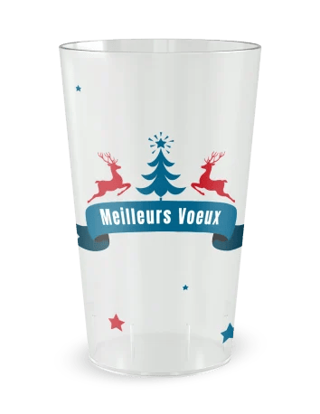 Gobelet transparent de face - Rennes et sapin - Ecocup