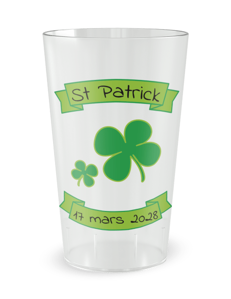 Gobelet transparent de face - Fête Saint Patrick - Ecocup