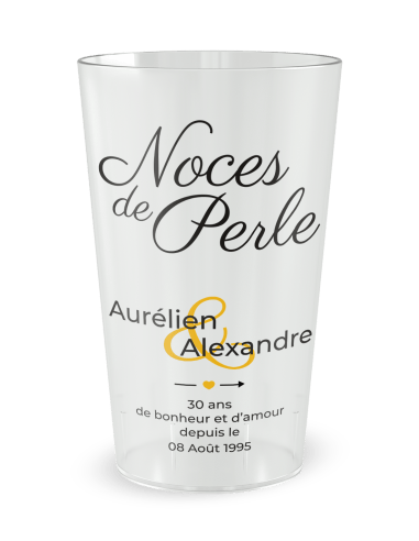 Gobelet transparent de face - Mariage 30 Ans - Noces de Perle - Ecocup