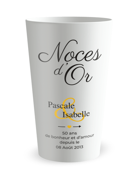 Gobelet blanc de face - Mariage 50 Ans - Noces d'Or - Ecocup