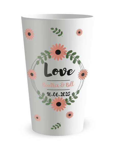 Gobelet blanc de face - mariage amour champêtre - Ecocup