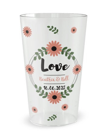 Gobelet transparent de face - mariage amour champêtre - Ecocup