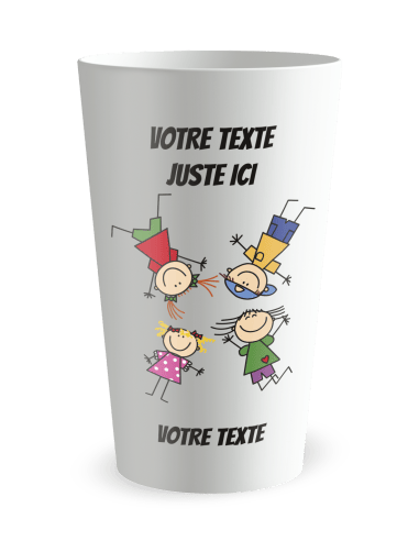 Gobelet blanc de face - enfants heureux - Ecocup