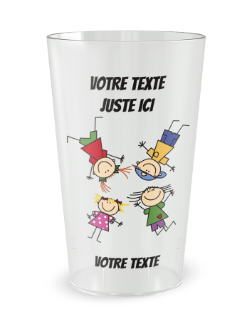 Gobelet transparent de face - enfants heureux - Ecocup