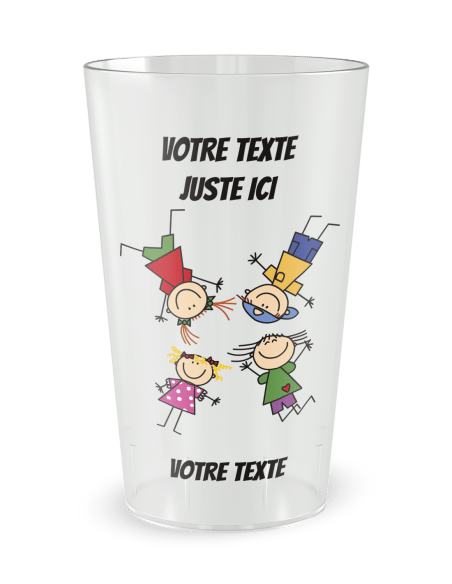 Gobelet transparent de face - enfants heureux - Ecocup