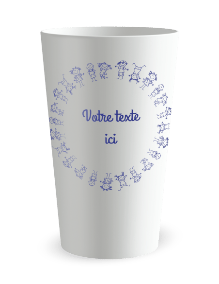 Gobelet blanc de face - ronde enfants - Ecocup