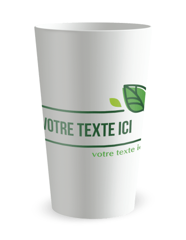Gobelet blanc de face - cadre et feuilles - Ecocup