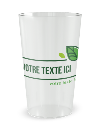Gobelet transparent de face - cadre et feuilles - Ecocup