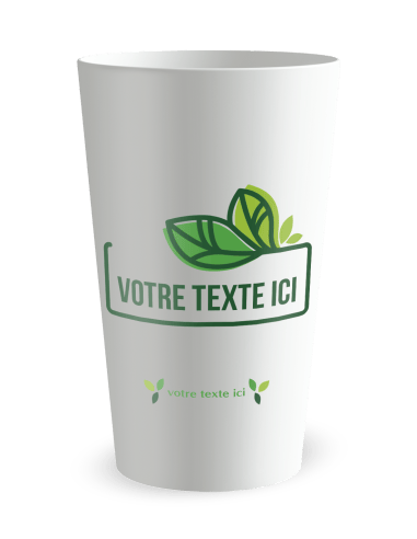 Gobelet blanc de face - cadre jolies feuilles - Ecocup