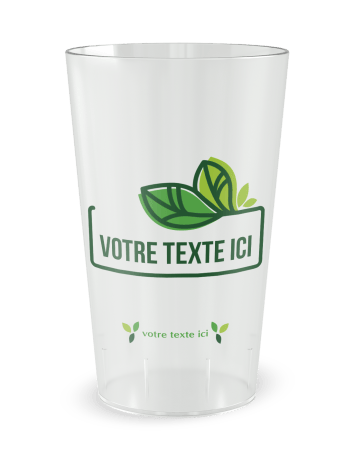 Gobelet transparent de face - cadre jolies feuilles - Ecocup