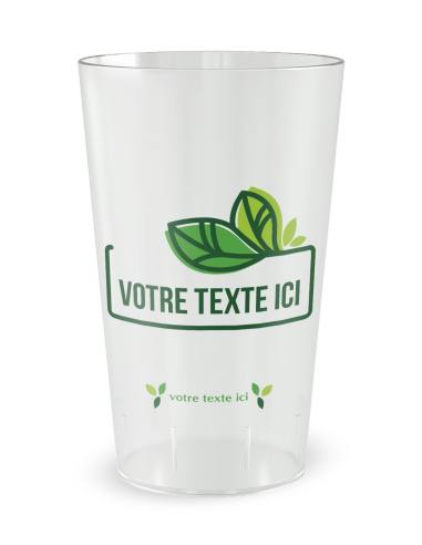 Gobelet transparent de face - cadre jolies feuilles - Ecocup