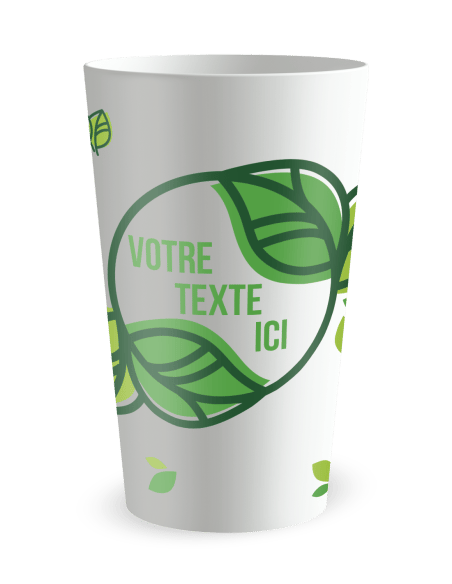 Gobelet blanc de face - cercle végétal - Ecocup