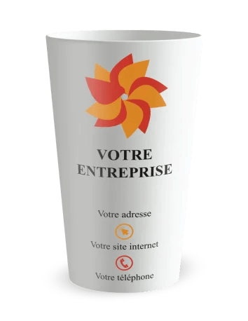 Gobelet blanc de face - entreprise carte de visite colorée - Ecocup