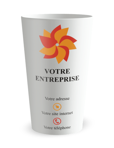 Gobelet blanc de face - entreprise carte de visite colorée - Ecocup