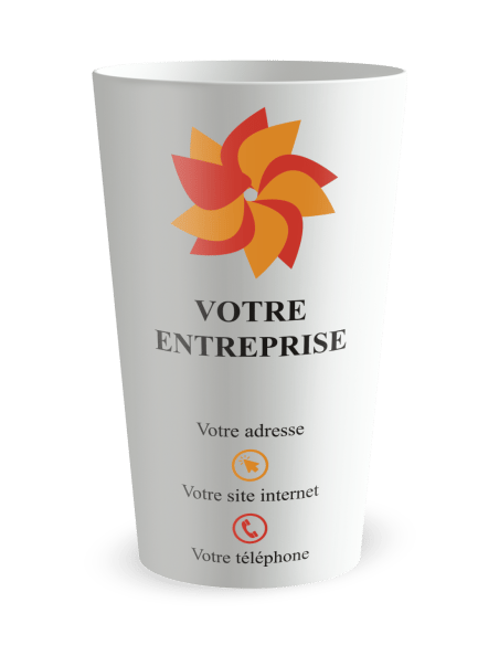 Gobelet blanc de face - entreprise carte de visite colorée - Ecocup