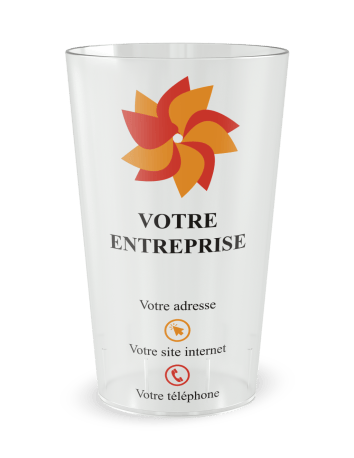 Gobelet blanc de face - entreprise carte de visite colorée - Ecocup 2