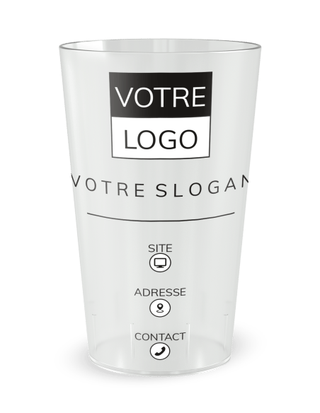 Gobelet transparent de face - entreprise carte de visite design - Ecocup