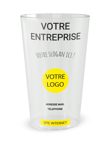 Gobelet transparent de face - entreprise carte de visite graduation - Ecocup