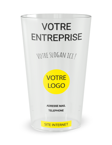 Gobelet transparent de face - entreprise carte de visite graduation - Ecocup