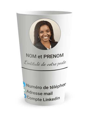 Gobelet blanc de face - entreprise carte de visite indépendant - Ecocup