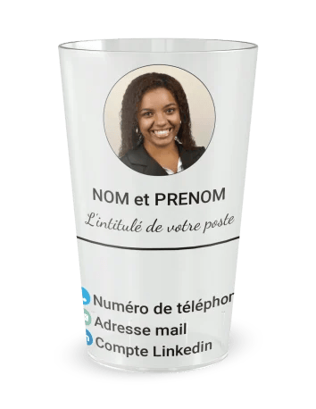 Gobelet blanc de face - entreprise carte de visite indépendant - Ecocup 2