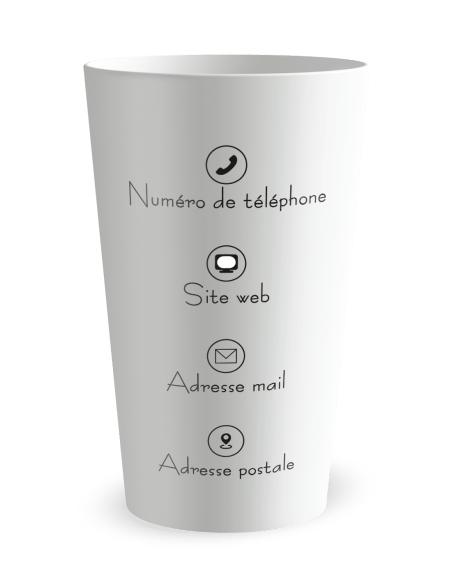 Gobelet blanc de dos - entreprise carte de visite photos - Ecocup