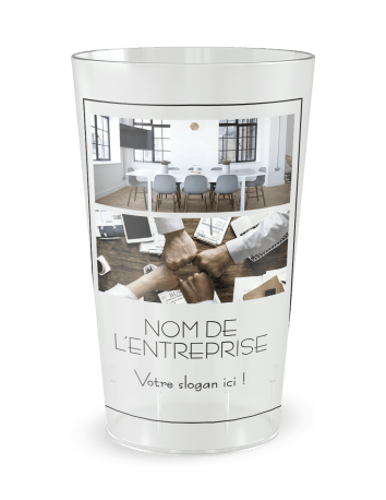 Gobelet transparent de face - entreprise carte de visite photos - Ecocup