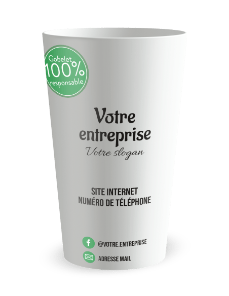 Gobelet blanc de face - entreprise carte de visite responsable - Ecocup