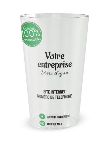 Gobelet transparent de face - entreprise carte de visite responsable - Ecocup