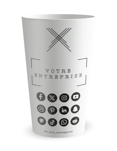 Gobelet blanc de dos - entreprise carte de visite social media - Ecocup