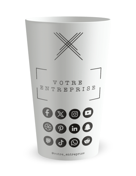 Gobelet blanc de dos - entreprise carte de visite social media - Ecocup